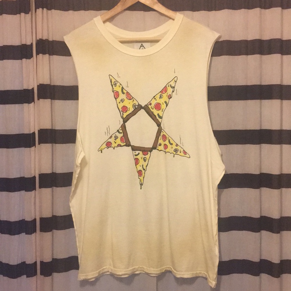 Rare UNIF Pizza Pentagram distressed tee tank